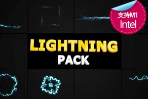 fcpx中文插件 闪光闪电能量卡通动画元素包 支持M1 Lightning Pack